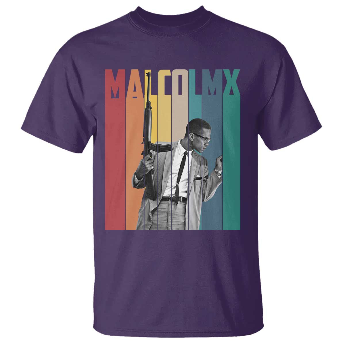 Malcolm X T Shirt Retro Portrait Black Empowerment Heritage Gift TS12 Purple Print Your Wear