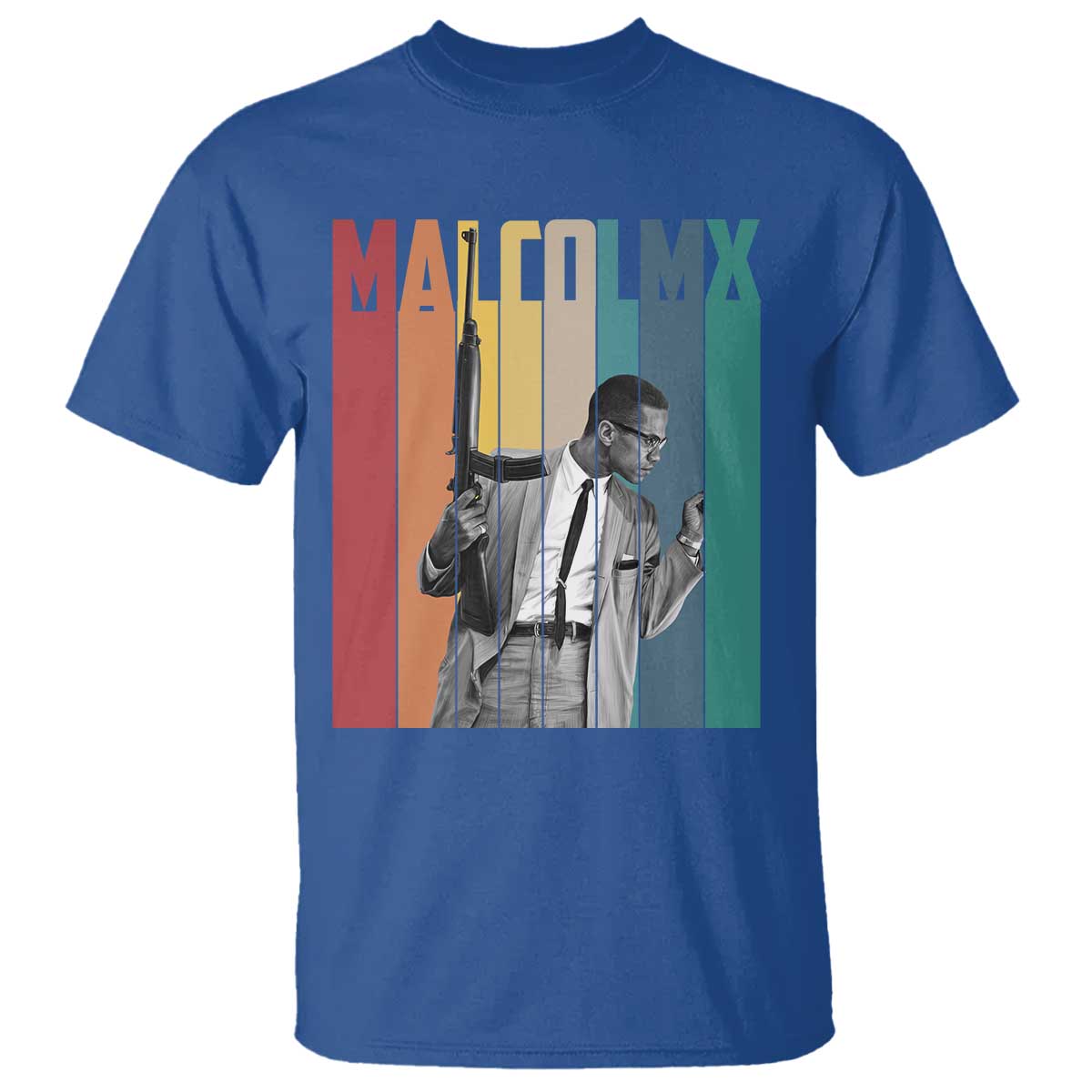 Malcolm X T Shirt Retro Portrait Black Empowerment Heritage Gift TS12 Royal Blue Print Your Wear