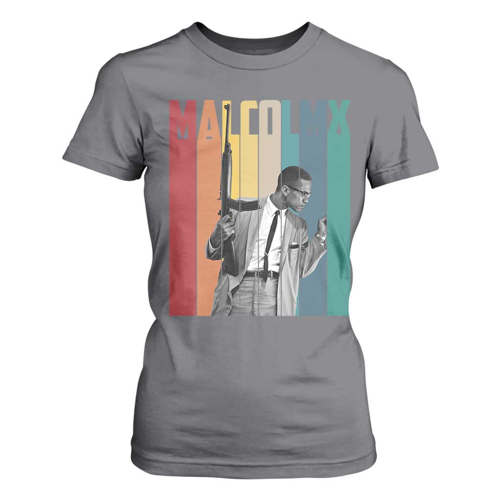 Malcolm X T Shirt For Women Retro Portrait Black Empowerment Heritage Gift TS12 Charcoal Print Your Wear