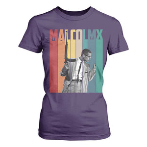 Malcolm X T Shirt For Women Retro Portrait Black Empowerment Heritage Gift TS12 Purple Print Your Wear