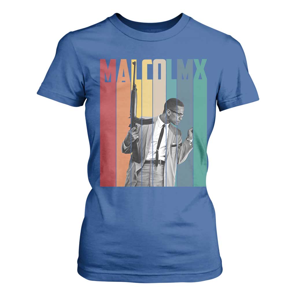 Malcolm X T Shirt For Women Retro Portrait Black Empowerment Heritage Gift TS12 Royal Blue Print Your Wear