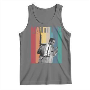 Malcolm X Tank Top Retro Portrait Black Empowerment Heritage Gift TS12 Black Heather Print Your Wear