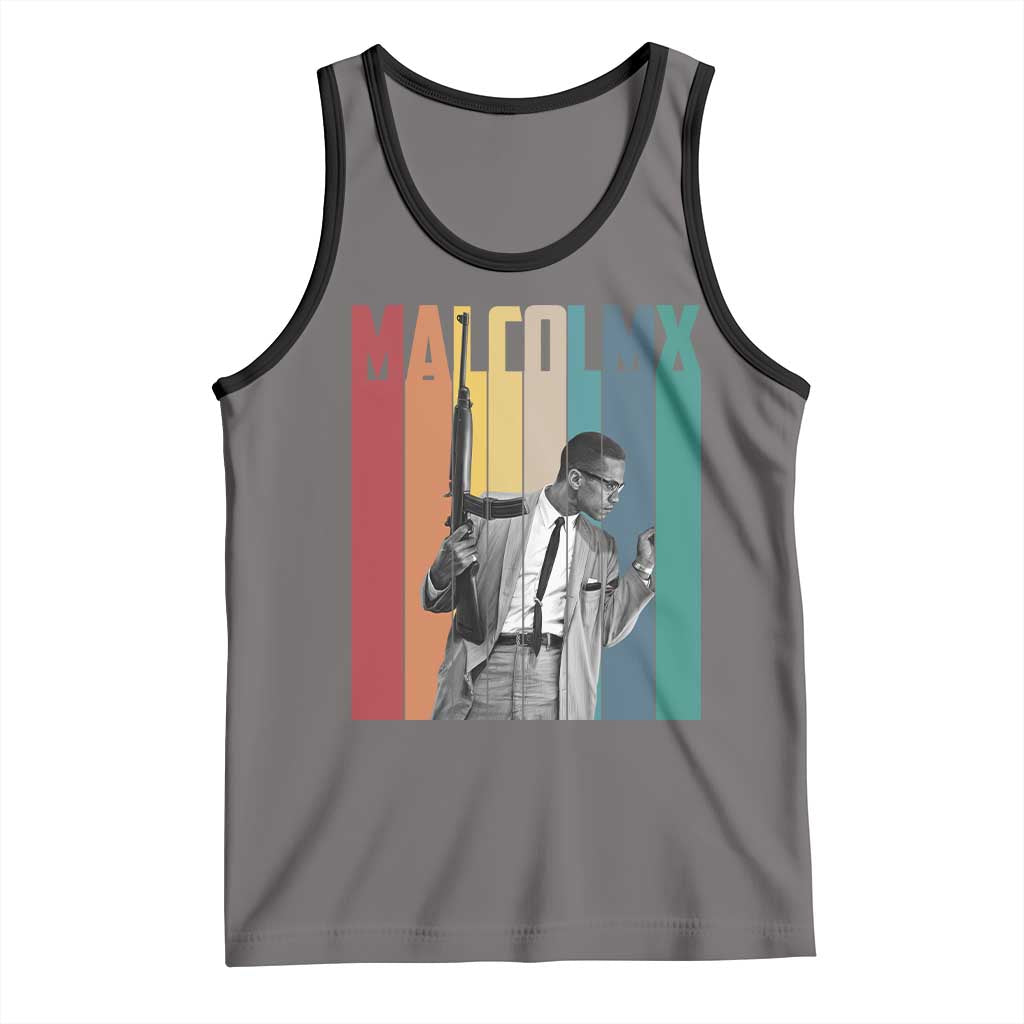 Malcolm X Tank Top Retro Portrait Black Empowerment Heritage Gift TS12 Deep Heather Black Print Your Wear