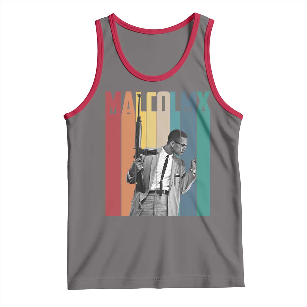Malcolm X Tank Top Retro Portrait Black Empowerment Heritage Gift TS12 Deep Heather Red Print Your Wear
