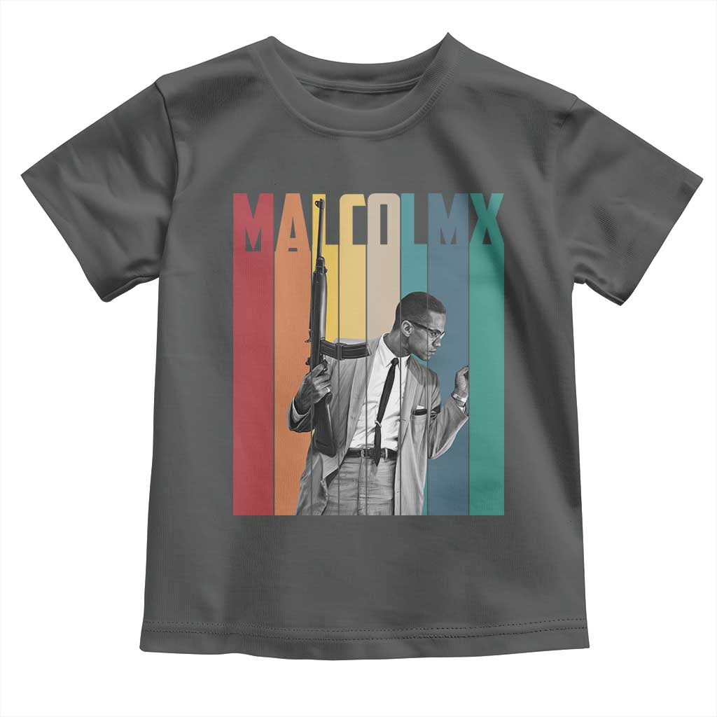 Malcolm X Toddler T Shirt Retro Portrait Black Empowerment Heritage Gift TS12 Dark Heather Print Your Wear