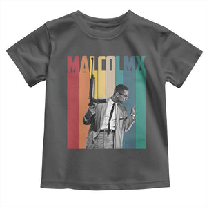 Malcolm X Toddler T Shirt Retro Portrait Black Empowerment Heritage Gift TS12 Dark Heather Print Your Wear