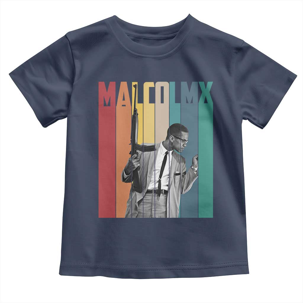 Malcolm X Toddler T Shirt Retro Portrait Black Empowerment Heritage Gift TS12 Navy Print Your Wear