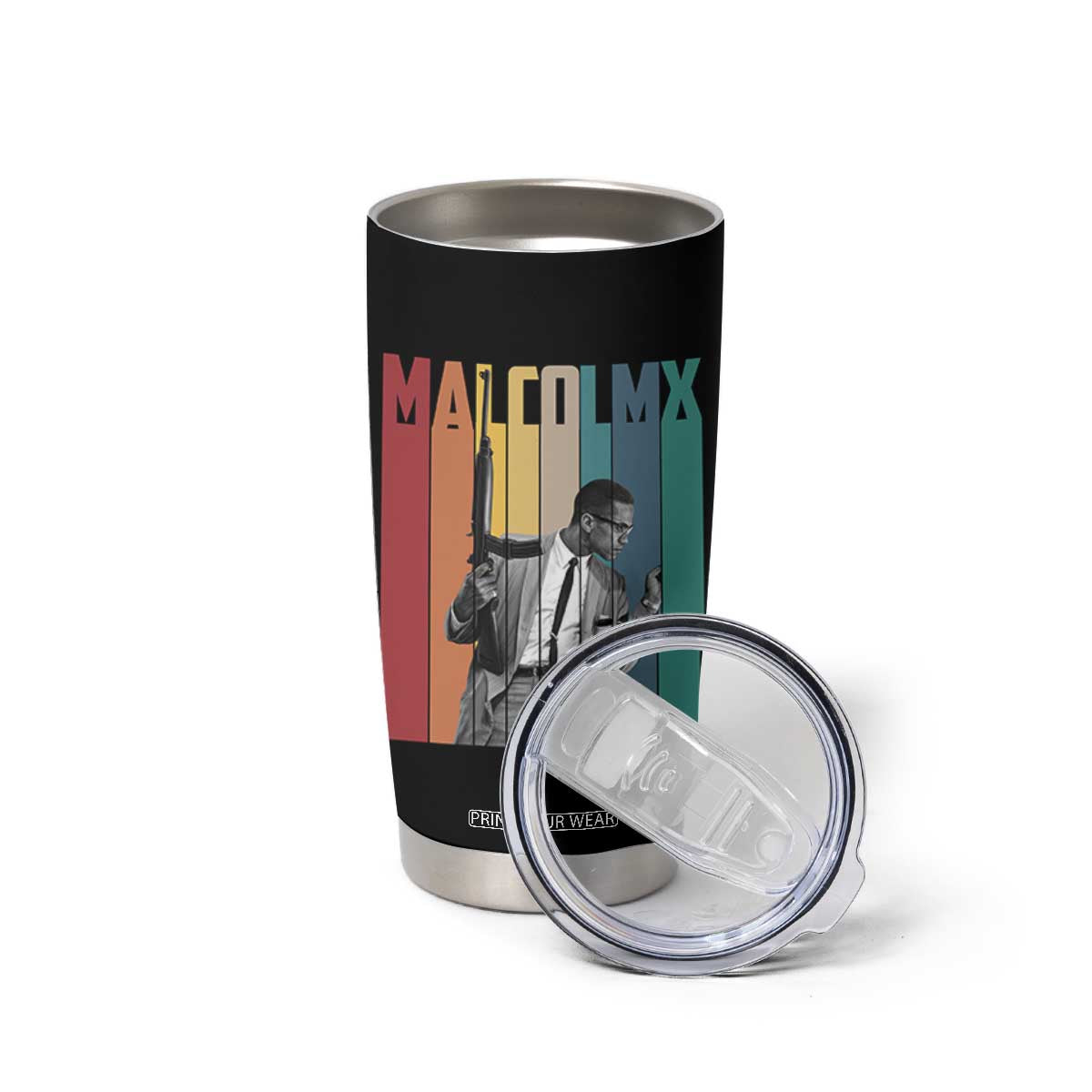 Malcolm X Tumbler Cup Retro Portrait Black Empowerment Heritage Gift TS12 Print Your Wear