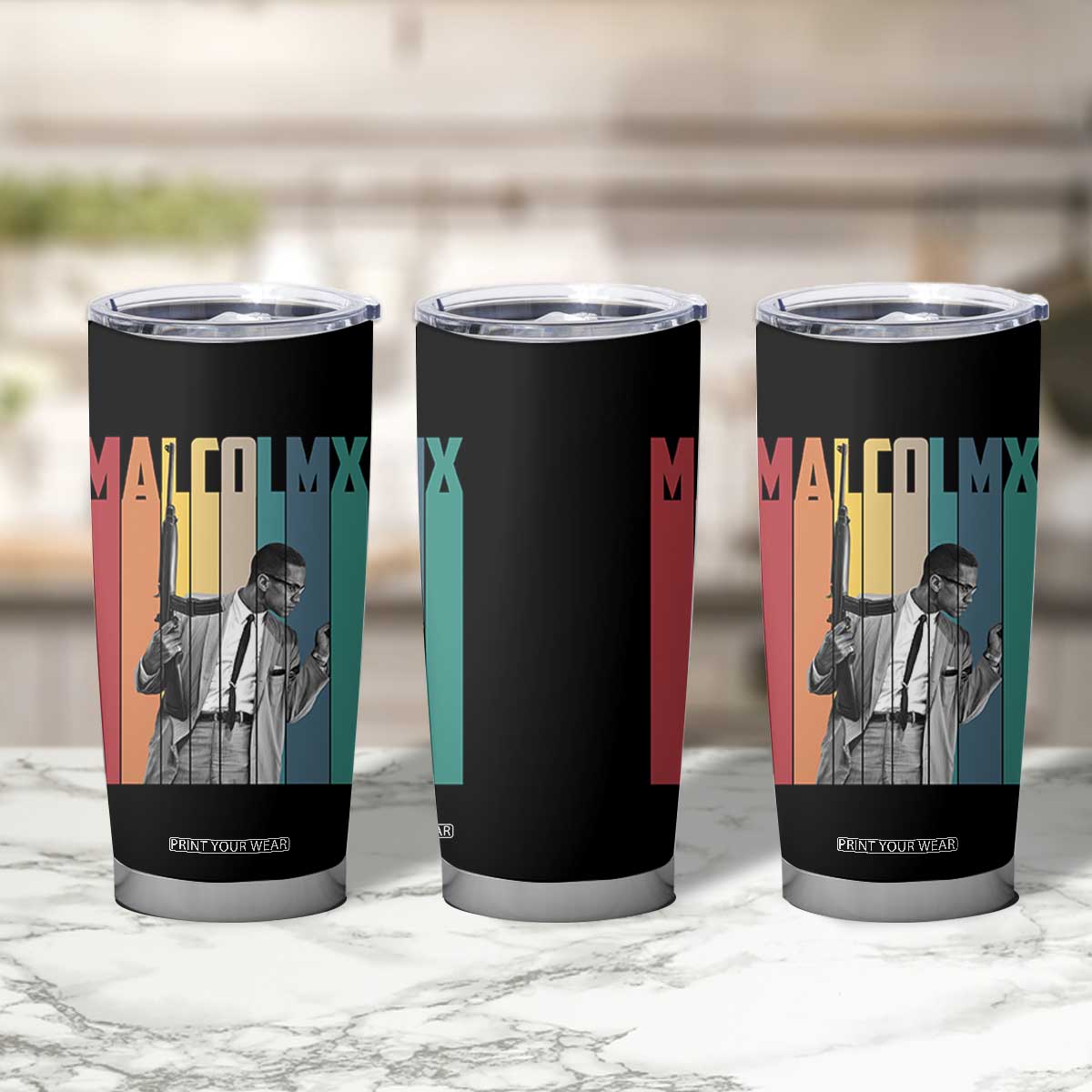 Malcolm X Tumbler Cup Retro Portrait Black Empowerment Heritage Gift TS12 Print Your Wear