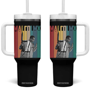Malcolm X Tumbler With Handle Retro Portrait Black Empowerment Heritage Gift TS12 One Size: 40 oz Black Print Your Wear