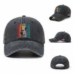 Malcolm X Washed Cotton Baseball Cap Retro Portrait Black Empowerment Heritage Gift TS12 Washed Cap Universal Fit Dark Gray Print Your Wear