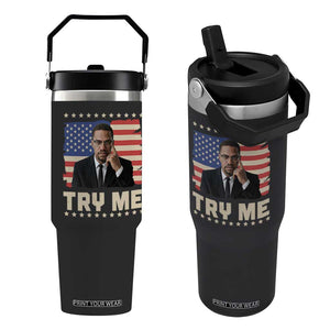 Malcolm X Try Me Flip Straw Tumbler African American Pride Gift TS12 One Size: 30 oz Black Print Your Wear
