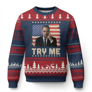 Malcolm X Try Me Ugly Christmas Sweater African American Pride Gift TS12 Navy Red Print Your Wear