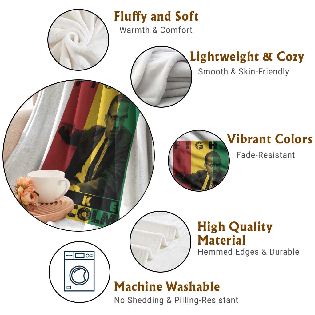 Fight Like Malcolm X Throw Blanket African American Pride Gift TS12 Print Your Wear