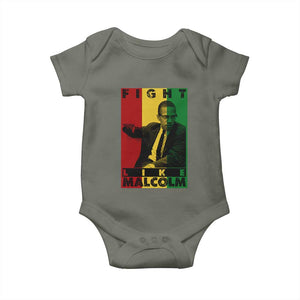 Fight Like Malcolm X Baby Onesie African American Pride Gift TS12 Military Green Print Your Wear