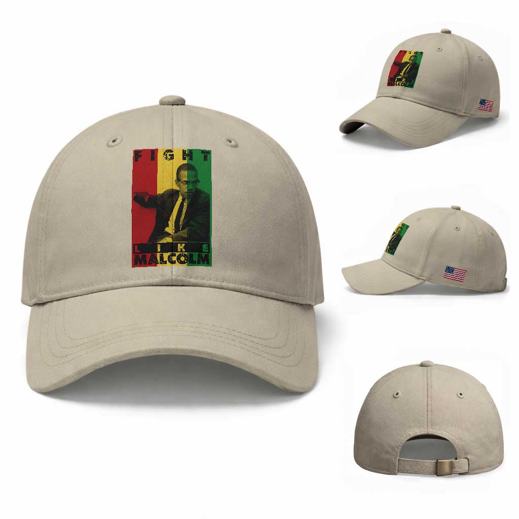 Fight Like Malcolm X Baseball Cap African American Pride Gift TS12 Baseball Cap Universal Fit Beige Print Your Wear