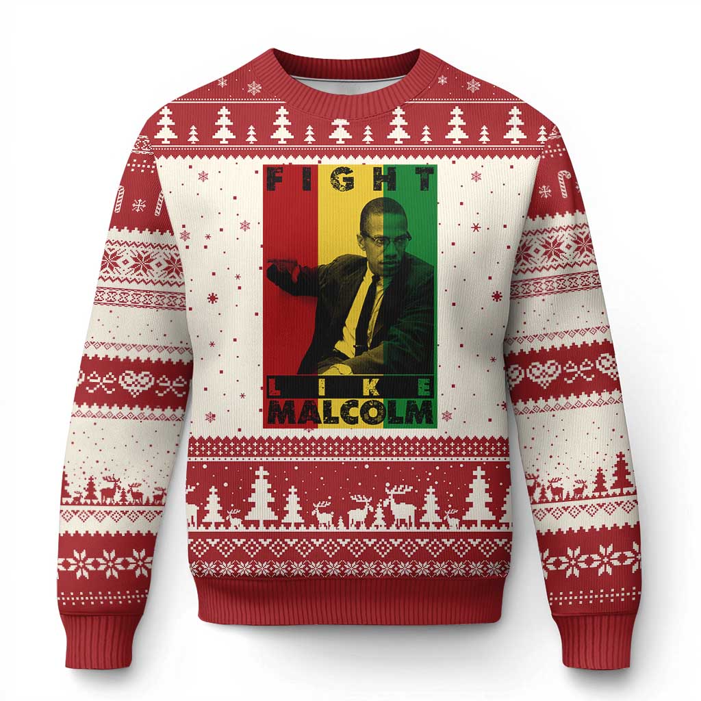 Fight Like Malcolm X Ugly Christmas Sweater African American Pride Gift TS12 Beige Red Print Your Wear
