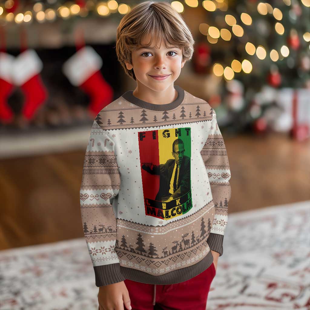 Fight Like Malcolm X Ugly Christmas Sweater African American Pride Gift TS12 Mocha Mousse Print Your Wear