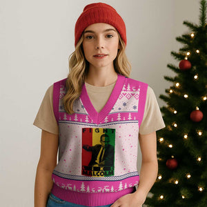Fight Like Malcolm X V-Neck Knit Sweater Vest African American Pride Gift TS12 Hot Pink Print Your Wear