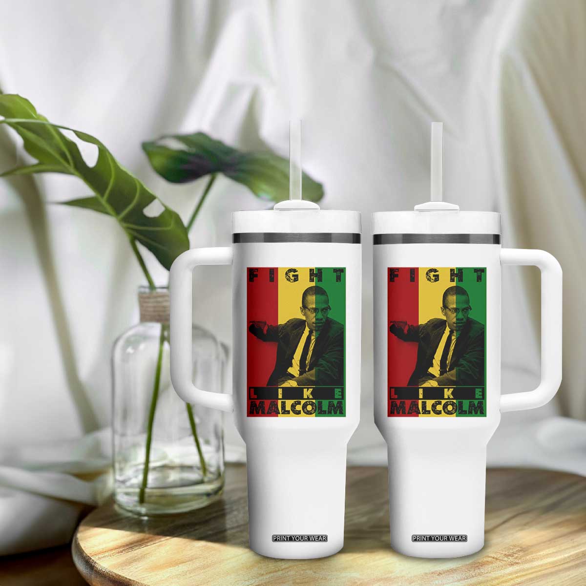 Fight Like Malcolm X Tumbler With Handle African American Pride Gift TS12 Print Your Wear