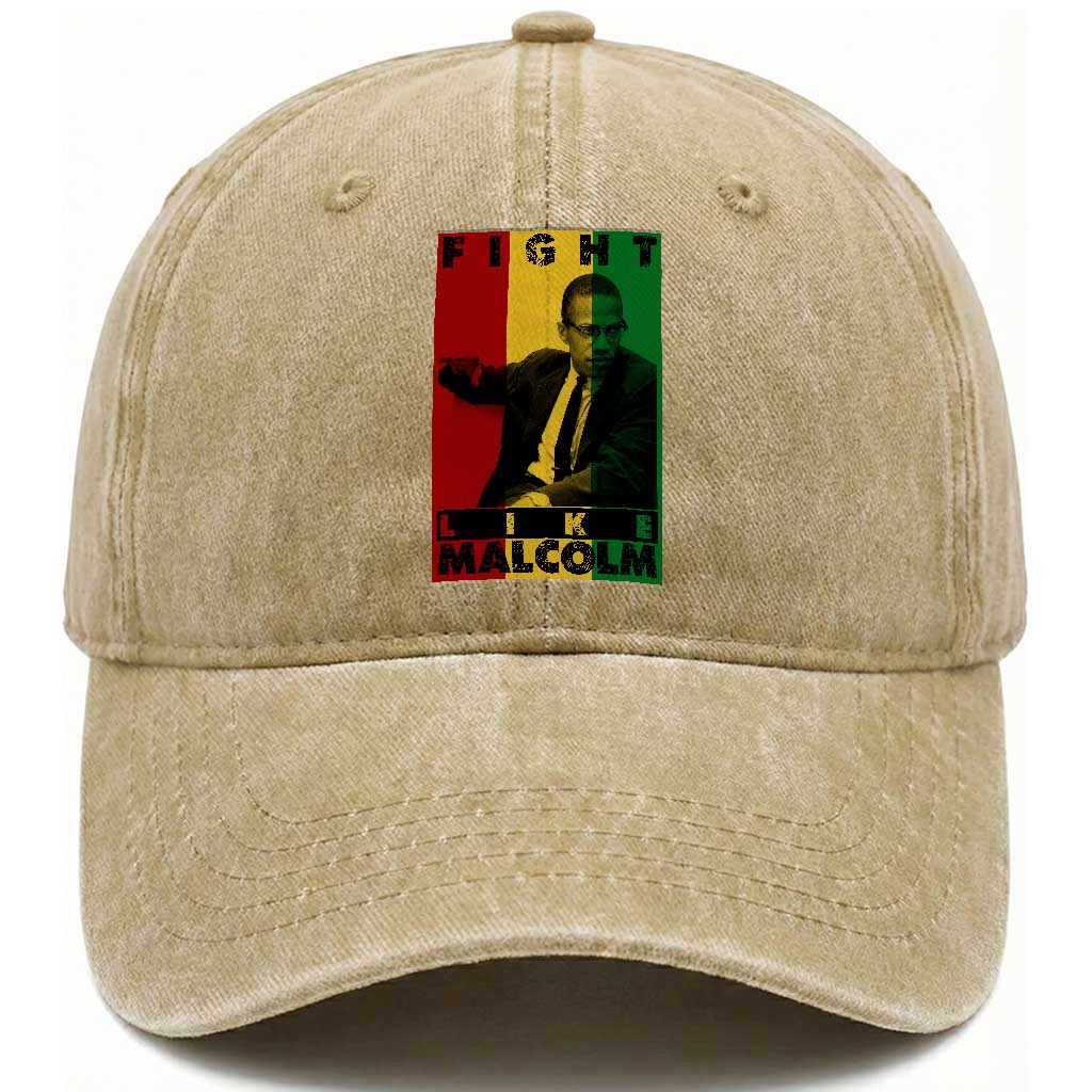 Fight Like Malcolm X Washed Cotton Baseball Cap African American Pride Gift TS12 Print Your Wear