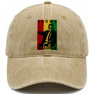Fight Like Malcolm X Washed Cotton Baseball Cap African American Pride Gift TS12 Print Your Wear