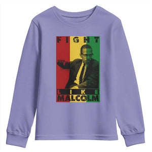 Fight Like Malcolm X Youth Sweatshirt African American Pride Gift TS12 Violet Print Your Wear
