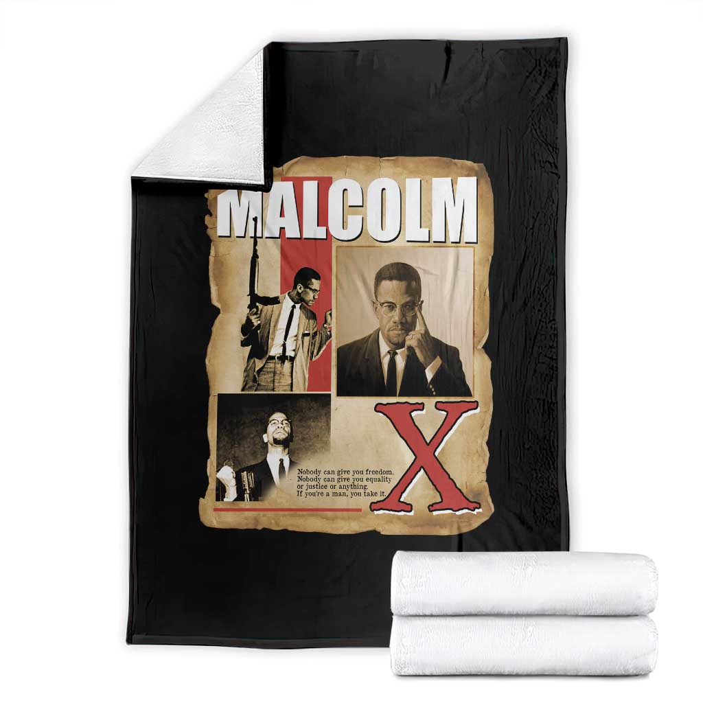 Malcolm X Quote Throw Blanket Nobody Can Give You Freedom Take It TS12 Black Print Your Wear