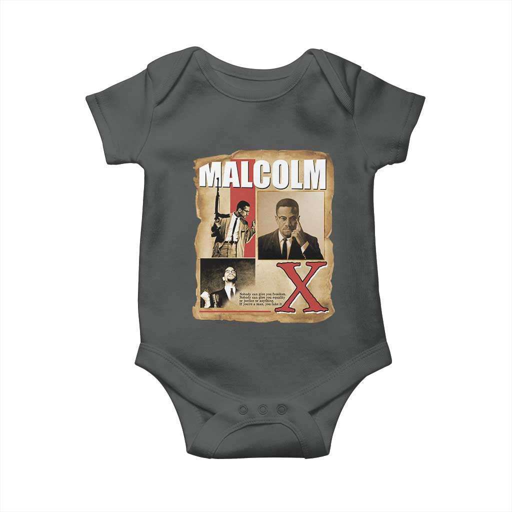 Malcolm X Quote Baby Onesie Nobody Can Give You Freedom Take It TS12 Dark Heather Print Your Wear
