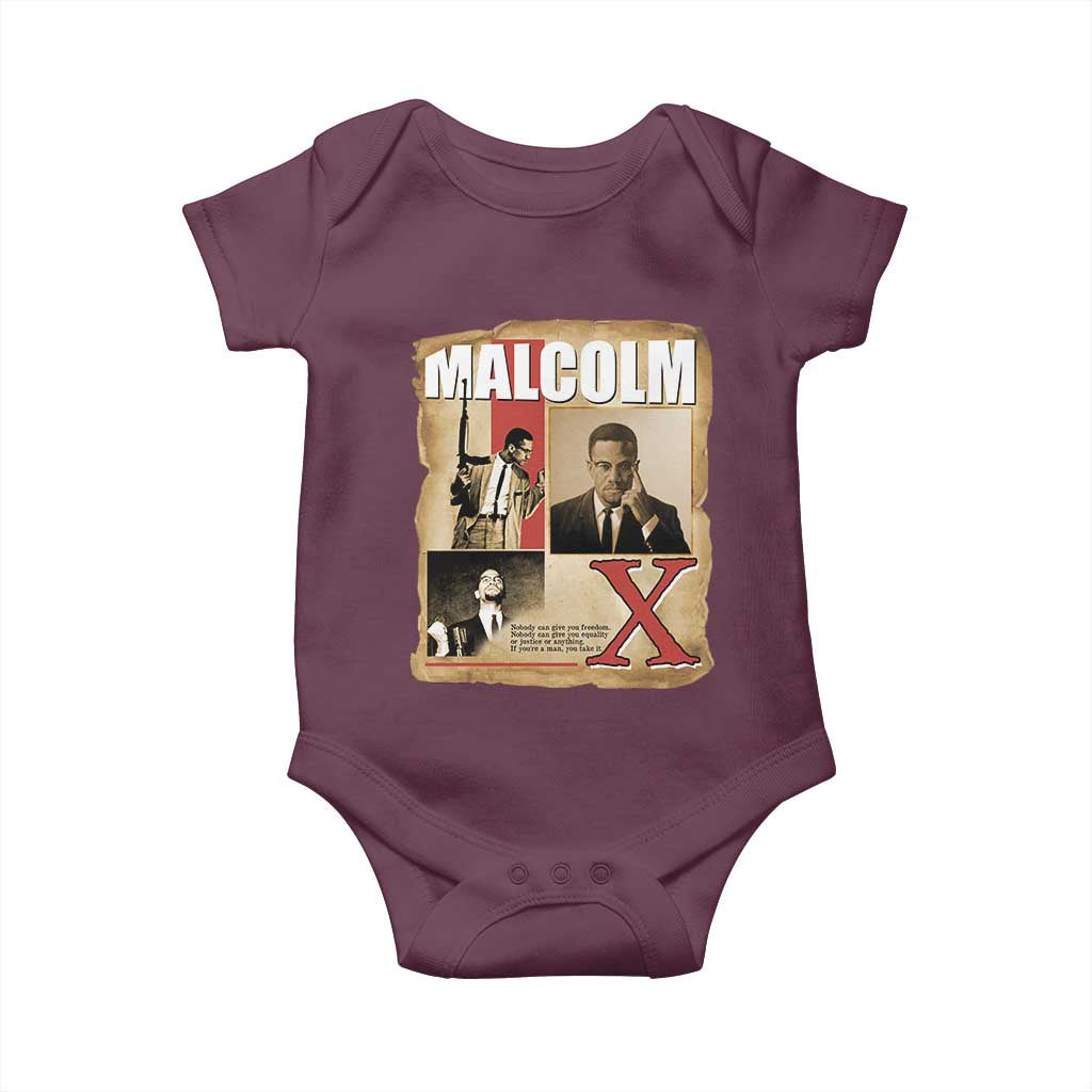 Malcolm X Quote Baby Onesie Nobody Can Give You Freedom Take It TS12 Maroon Print Your Wear