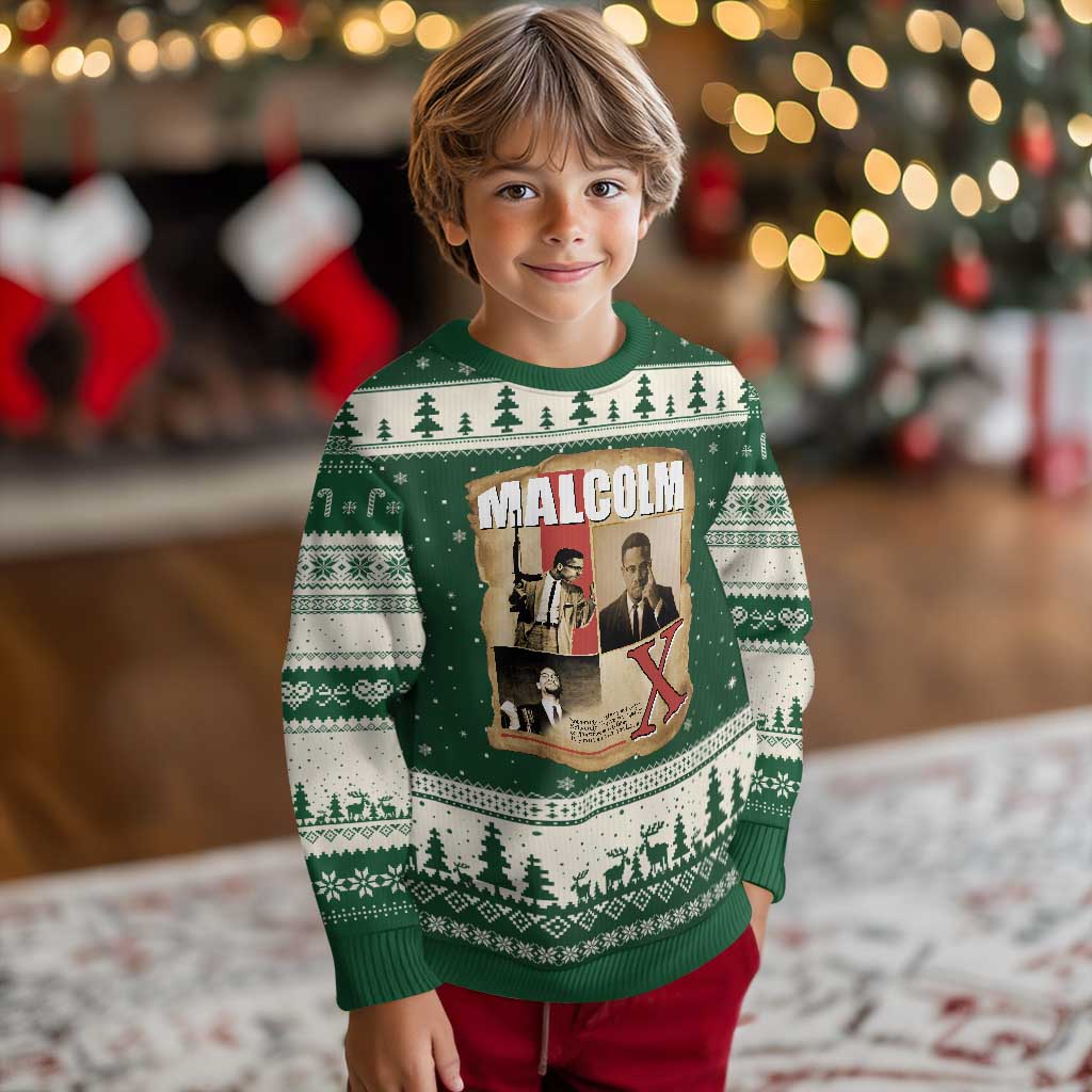 Malcolm X Quote Ugly Christmas Sweater Nobody Can Give You Freedom Take It TS12 Forest Green Beige Print Your Wear