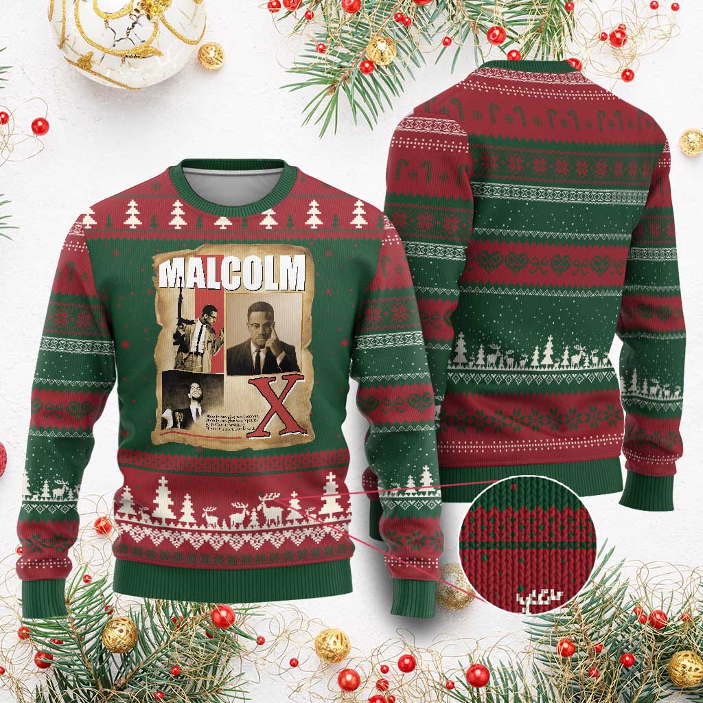 Malcolm X Quote Ugly Christmas Sweater Nobody Can Give You Freedom Take It TS12 Red Green Print Your Wear