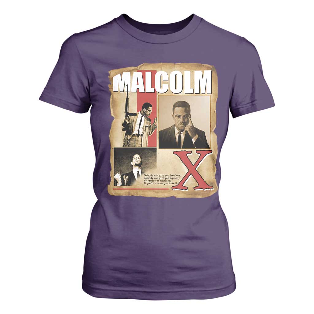 Malcolm X Quote T Shirt For Women Nobody Can Give You Freedom Take It TS12 Purple Print Your Wear