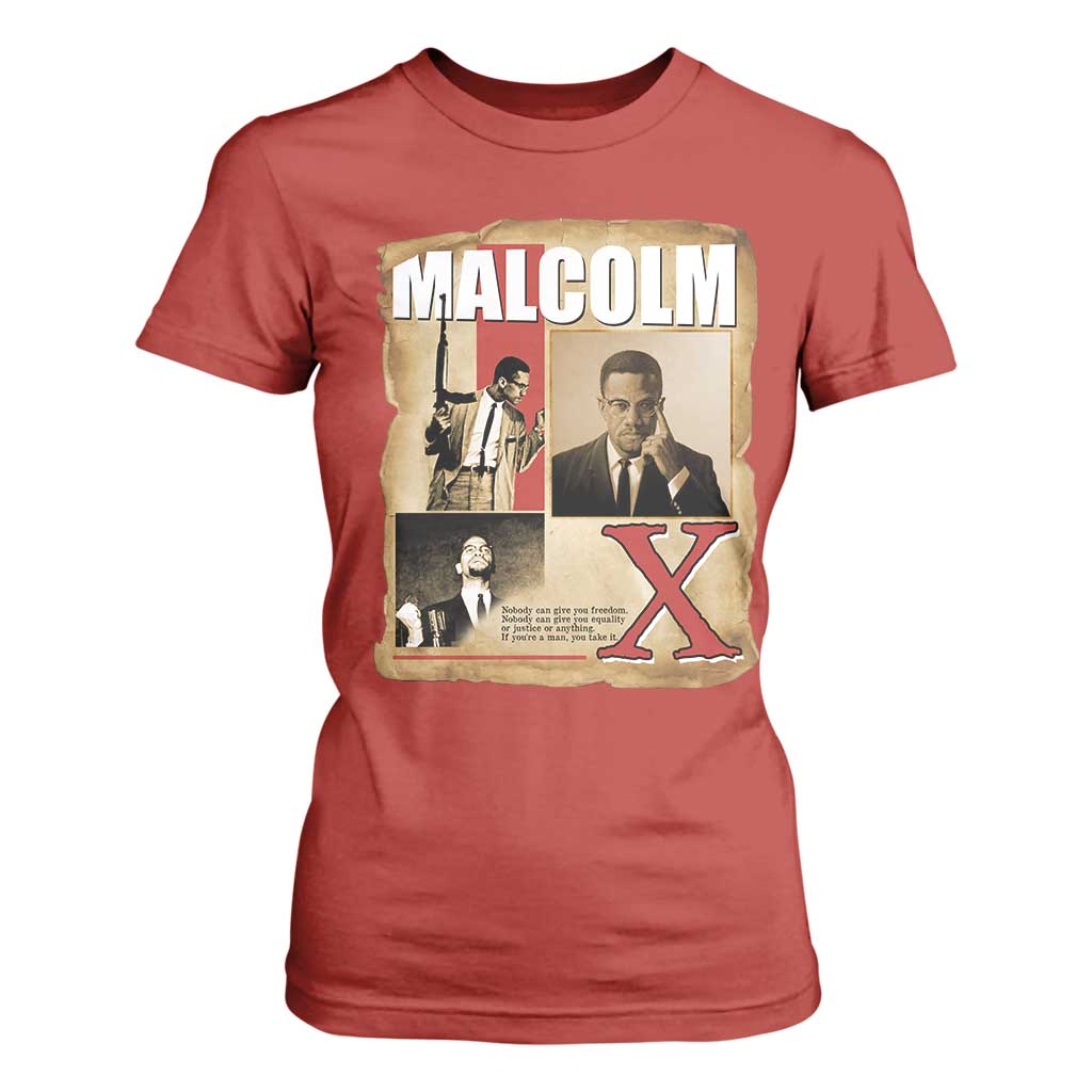 Malcolm X Quote T Shirt For Women Nobody Can Give You Freedom Take It TS12 Red Print Your Wear
