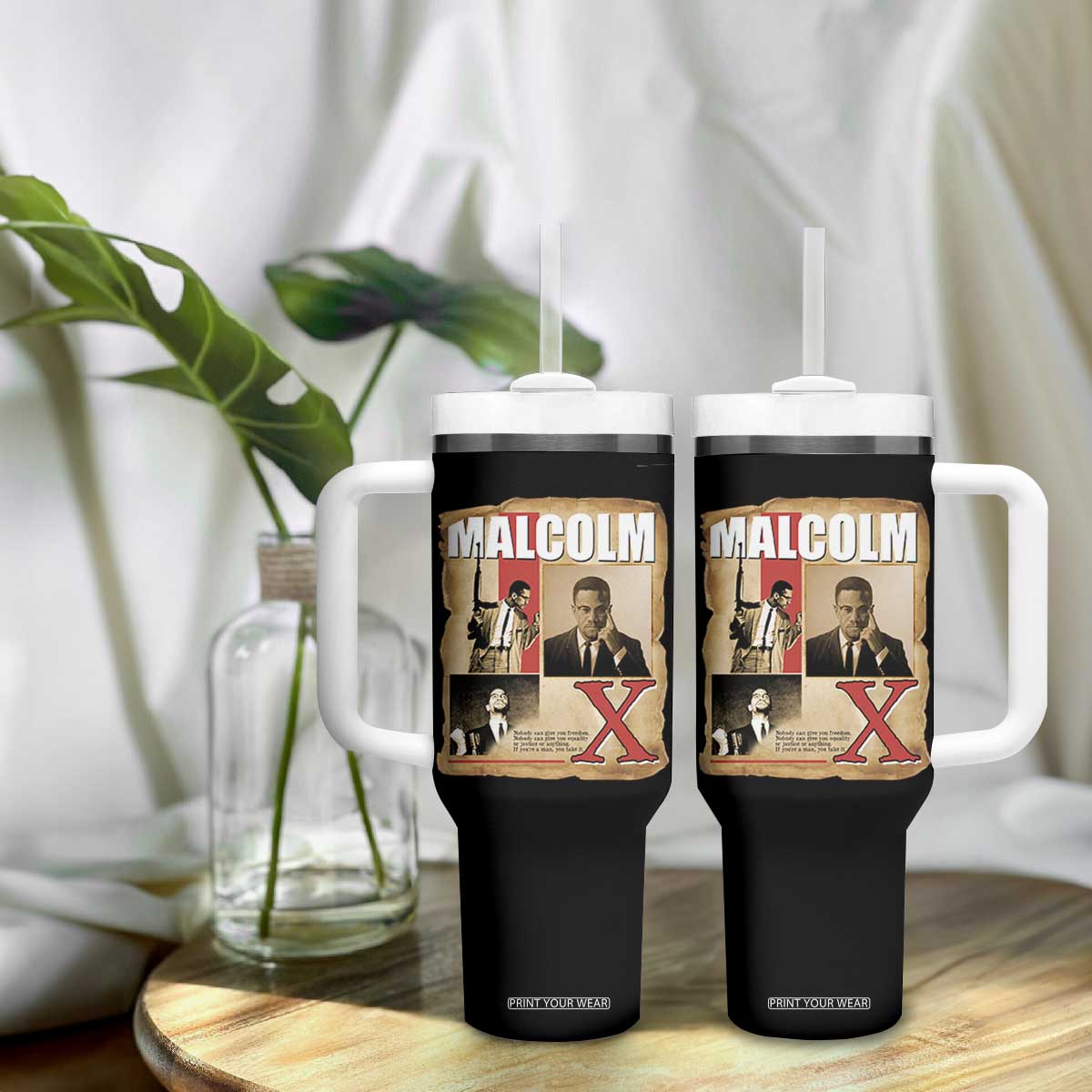 Malcolm X Quote Tumbler With Handle Nobody Can Give You Freedom Take It TS12 Print Your Wear
