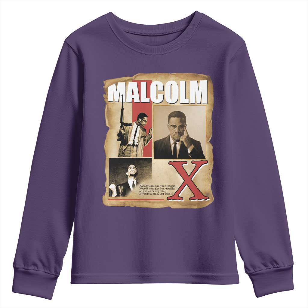 Malcolm X Quote Youth Sweatshirt Nobody Can Give You Freedom Take It TS12 Purple Print Your Wear