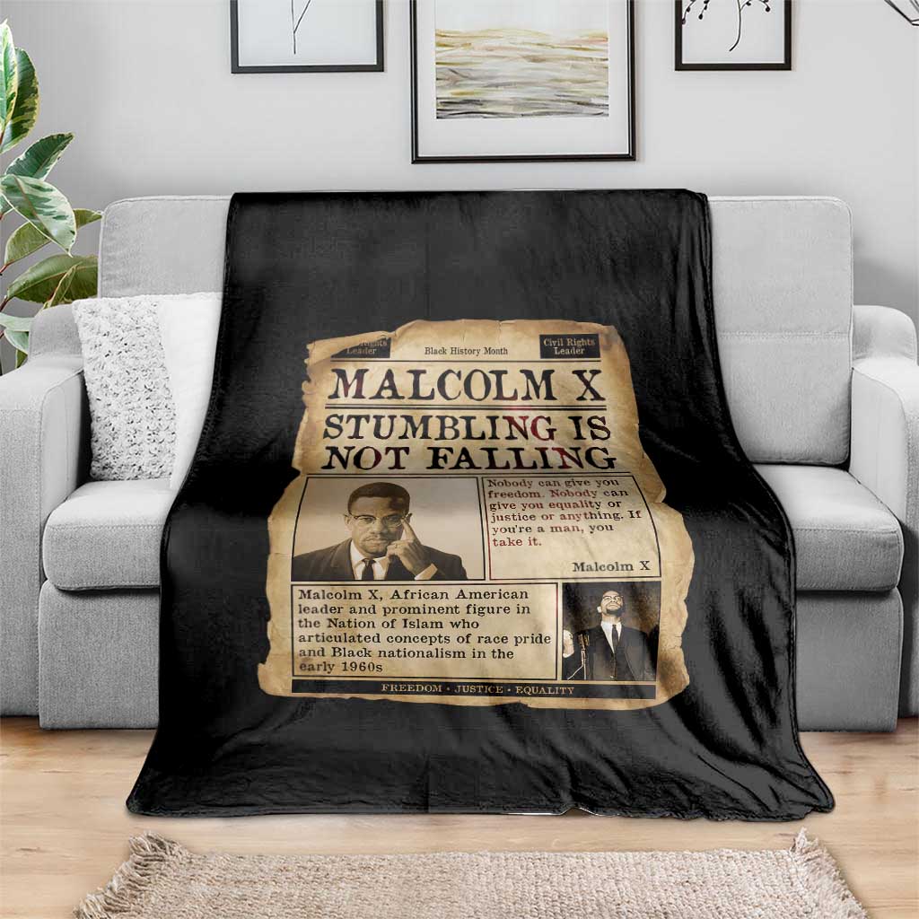 Malcolm X Throw Blanket Stumbling Is Not Falling Civil Rights Leader TS12 Print Your Wear