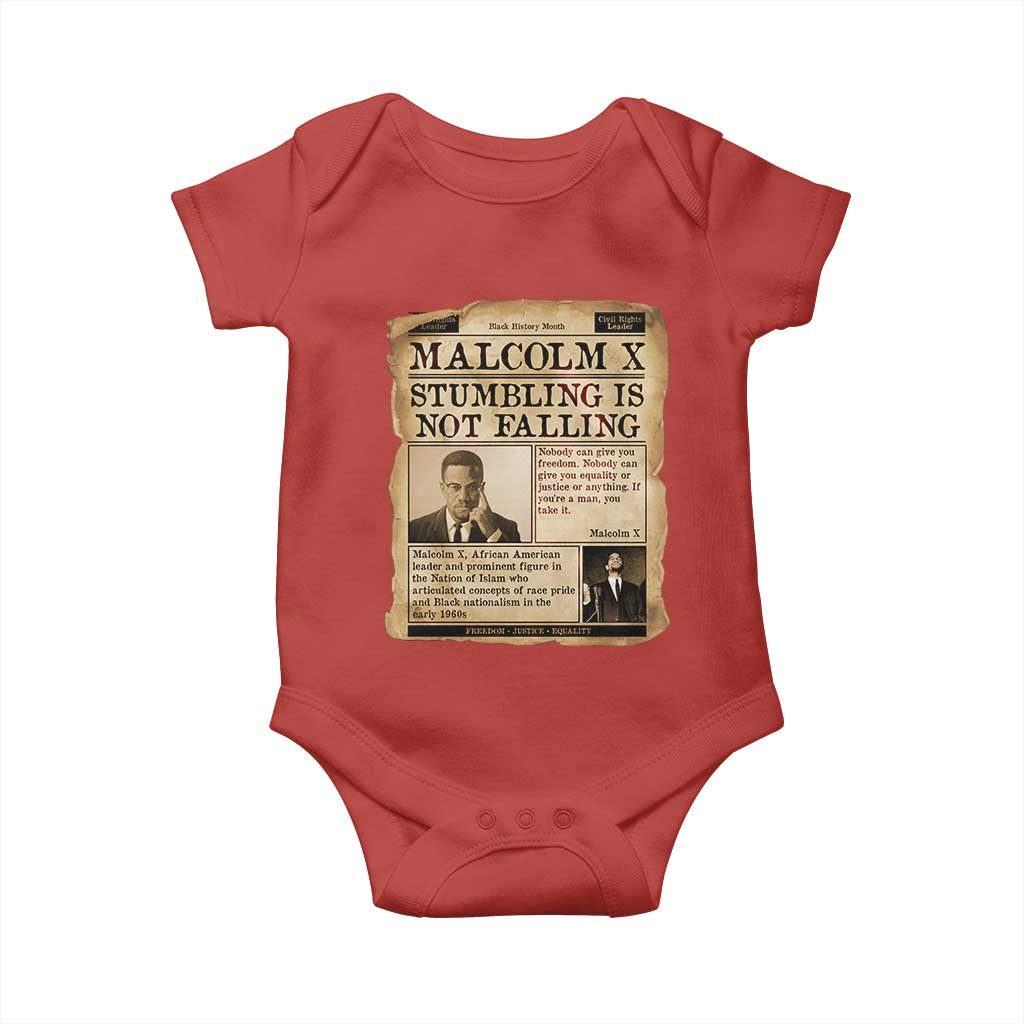 Malcolm X Baby Onesie Stumbling Is Not Falling Civil Rights Leader TS12 Red Print Your Wear