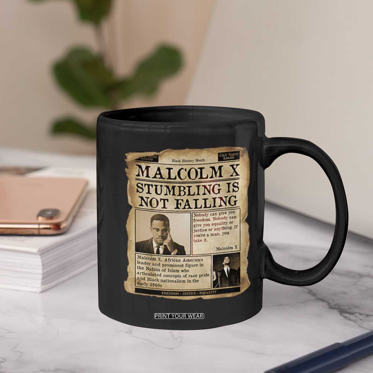 Malcolm X Coffee Mug Stumbling Is Not Falling Civil Rights Leader TS12 Print Your Wear