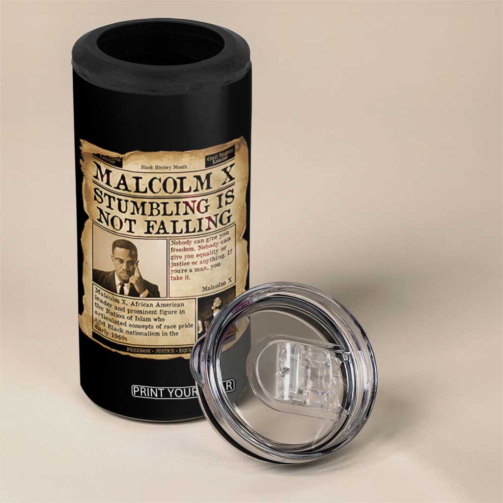 Malcolm X 4 in 1 Can Cooler Tumbler Stumbling Is Not Falling Civil Rights Leader TS12 Print Your Wear