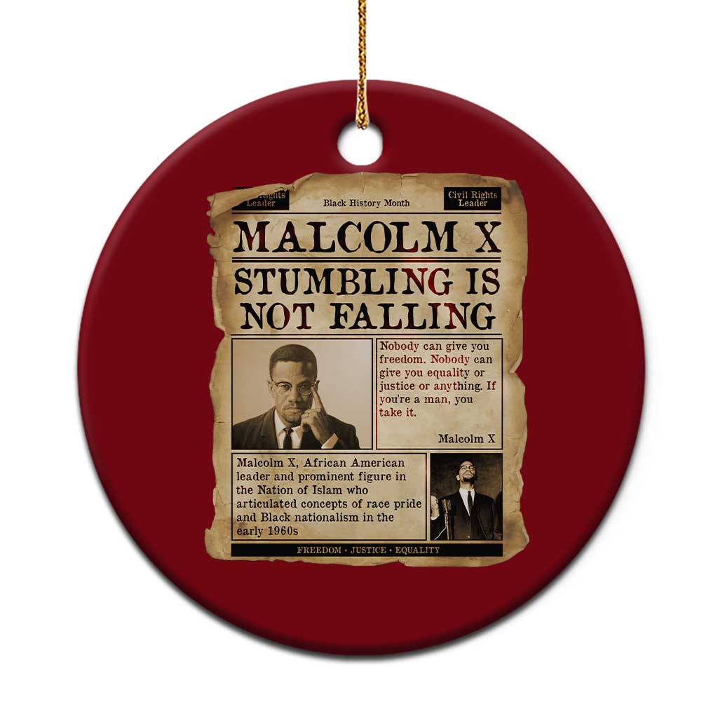 Malcolm X Ceramic Ornament Stumbling Is Not Falling Civil Rights Leader TS12 1pc Red Print Your Wear