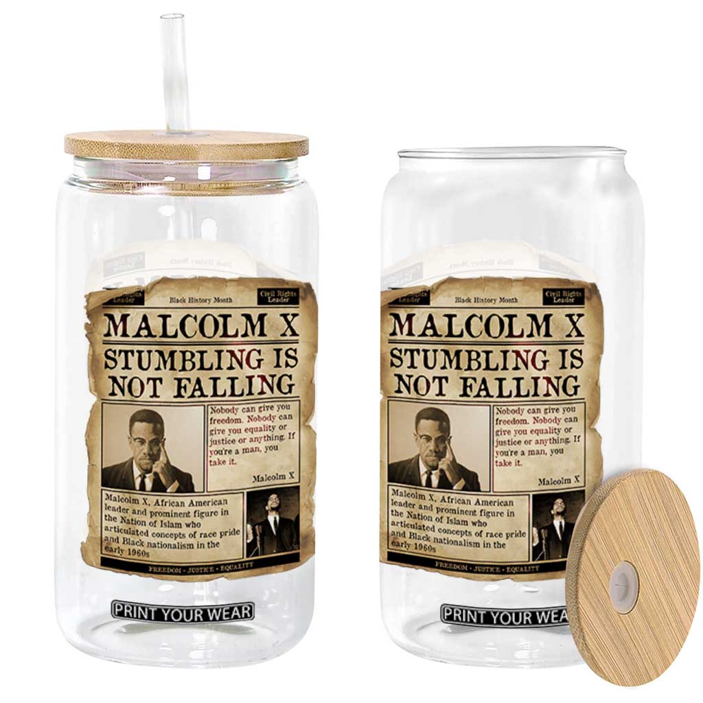 Malcolm X Glass Can Stumbling Is Not Falling Civil Rights Leader TS12 Print Your Wear