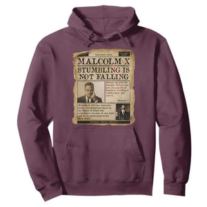 Malcolm X Hoodie Stumbling Is Not Falling Civil Rights Leader TS12 Maroon Print Your Wear