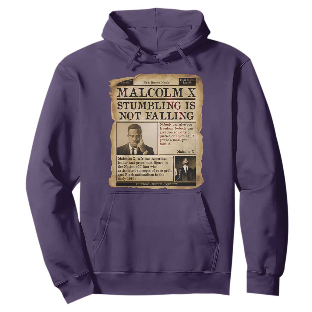 Malcolm X Hoodie Stumbling Is Not Falling Civil Rights Leader TS12 Purple Print Your Wear