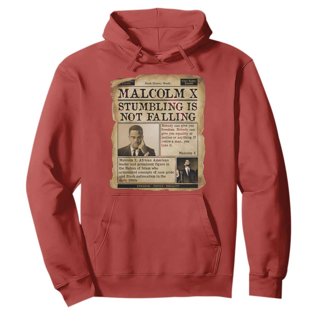Malcolm X Hoodie Stumbling Is Not Falling Civil Rights Leader TS12 Red Print Your Wear