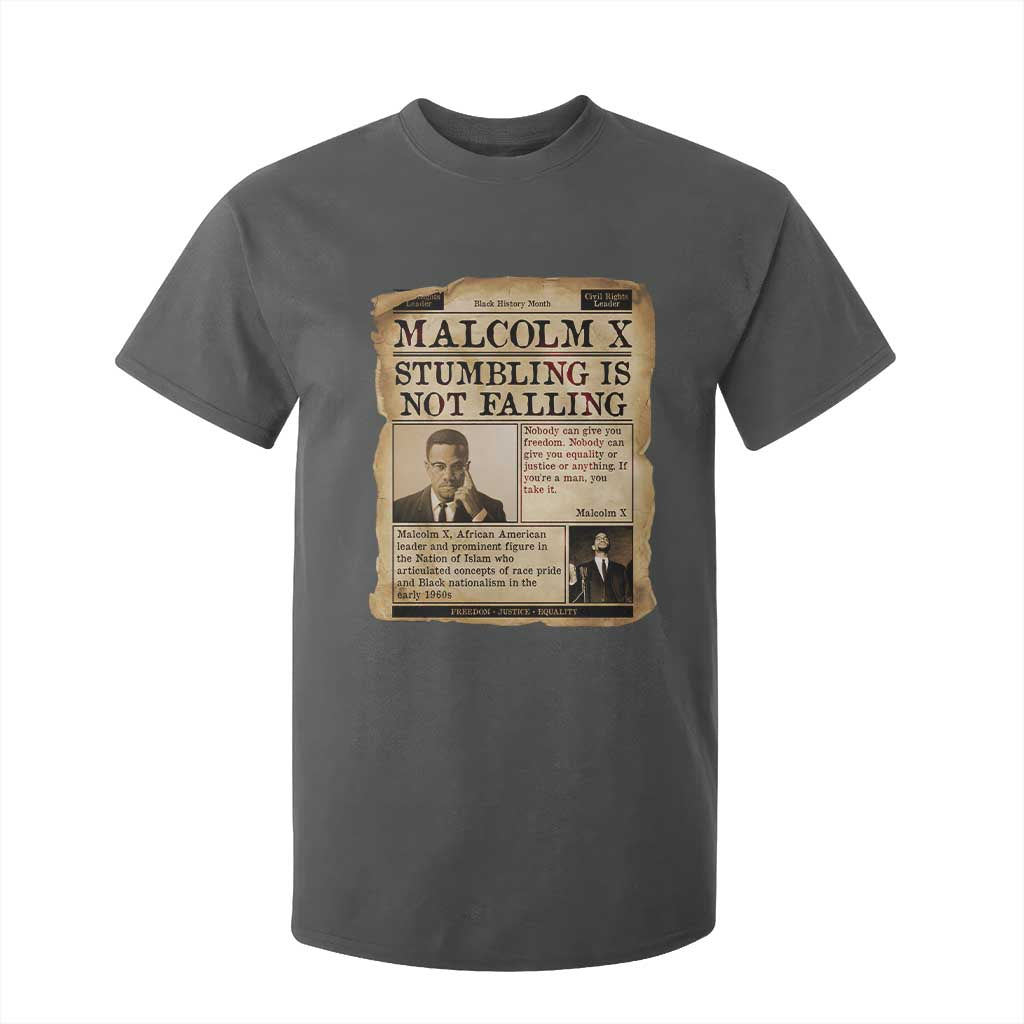 Malcolm X T Shirt For Kid Stumbling Is Not Falling Civil Rights Leader TS12 Dark Heather Print Your Wear