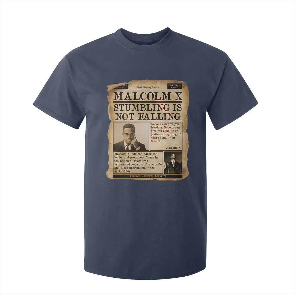 Malcolm X T Shirt For Kid Stumbling Is Not Falling Civil Rights Leader TS12 Navy Print Your Wear