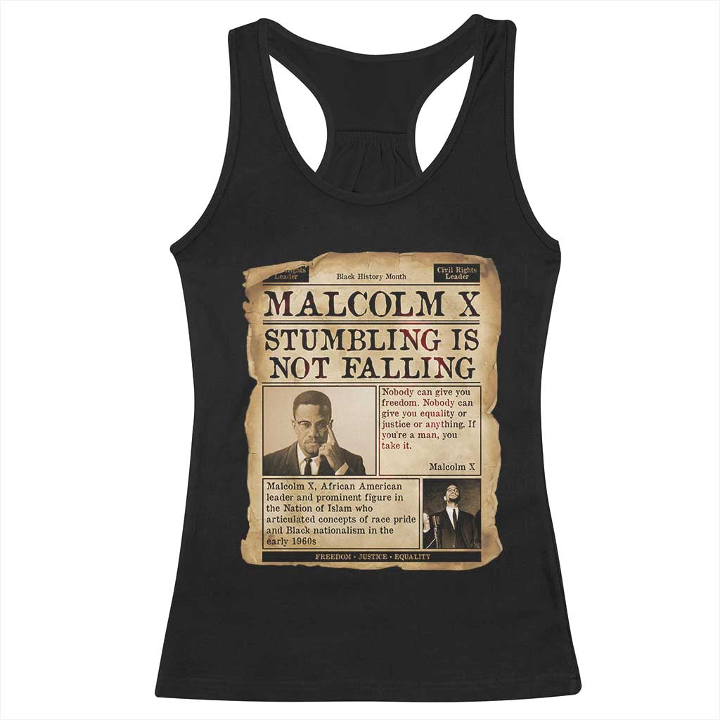Malcolm X Racerback Tank Top Stumbling Is Not Falling Civil Rights Leader TS12 Black Print Your Wear