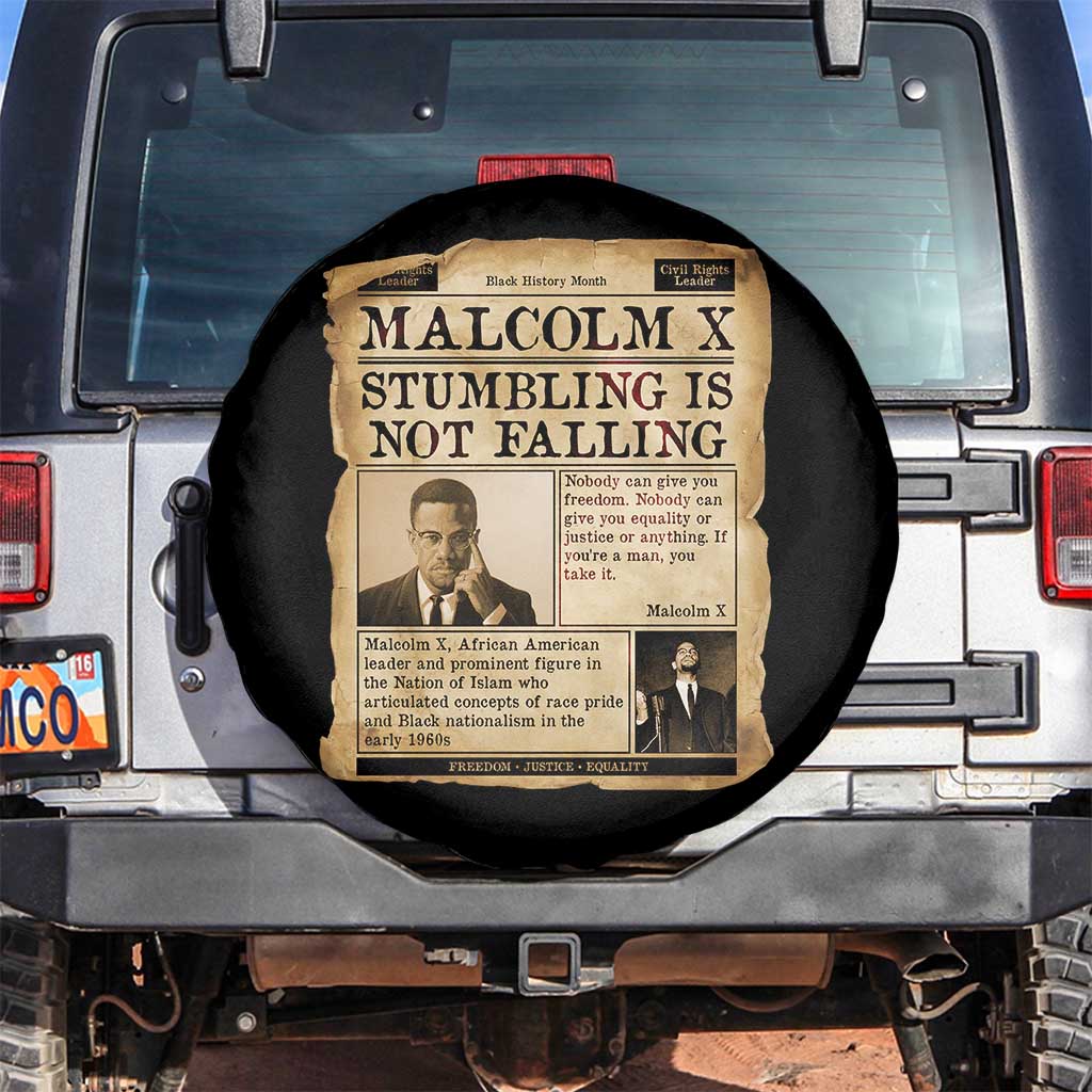 Malcolm X Spare Tire Cover Stumbling Is Not Falling Civil Rights Leader TS12 No hole Black Print Your Wear