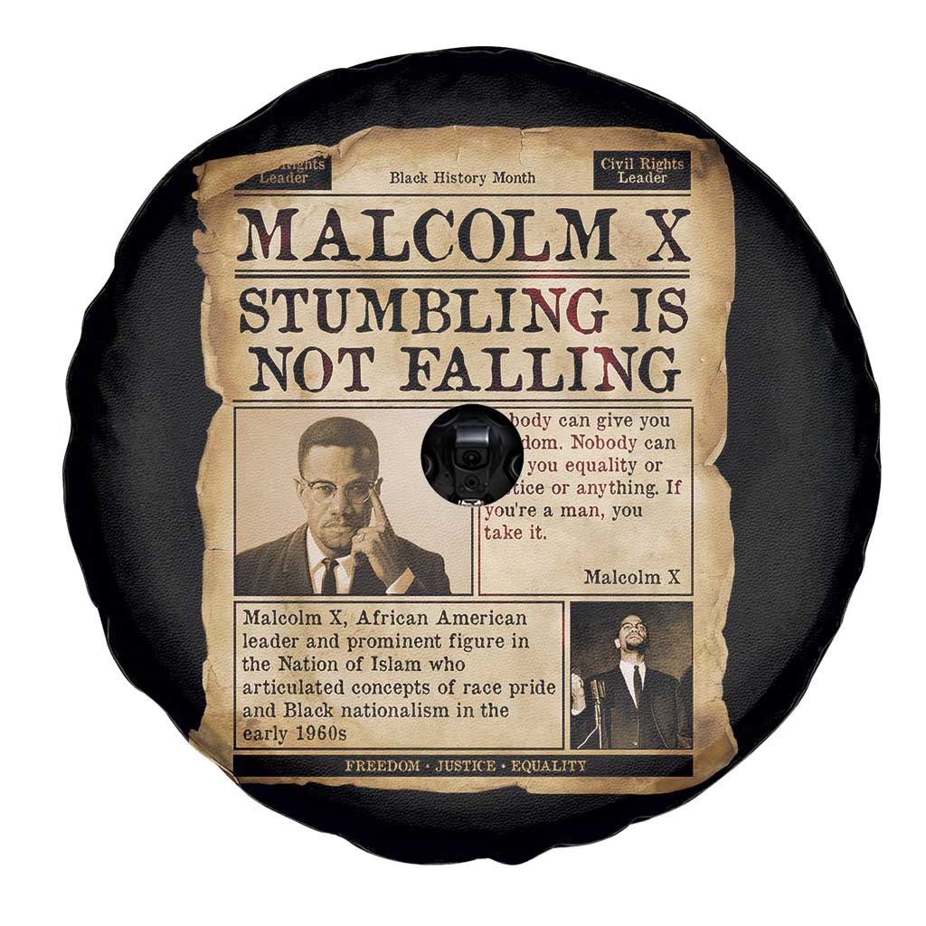 Malcolm X Spare Tire Cover Stumbling Is Not Falling Civil Rights Leader TS12 Print Your Wear